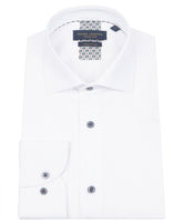 White Long Sleeve Herringbone Textured Shirt
